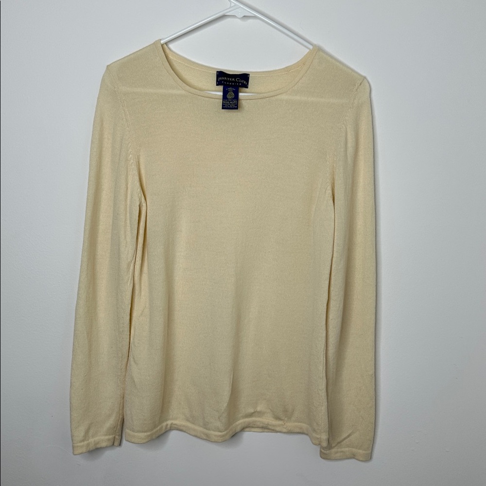 Charter Club Pure Wool Vintage Cream Crewneck Sweater Long Sleeve Top